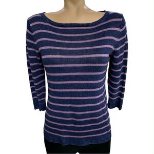 Talbots Striped Sweater in Navy and Pink Size S